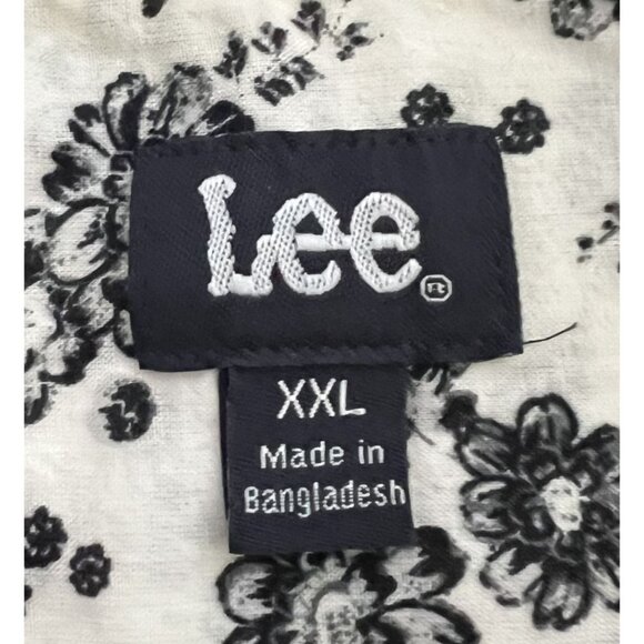 Lee Womens Floral Button-Up Long Sleeve Shirt XXL Cotton Black White Frontier - Picture 6 of 7